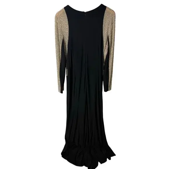 Xscape Black and Gold Long Sleeve Dress - Picture 4 of 13